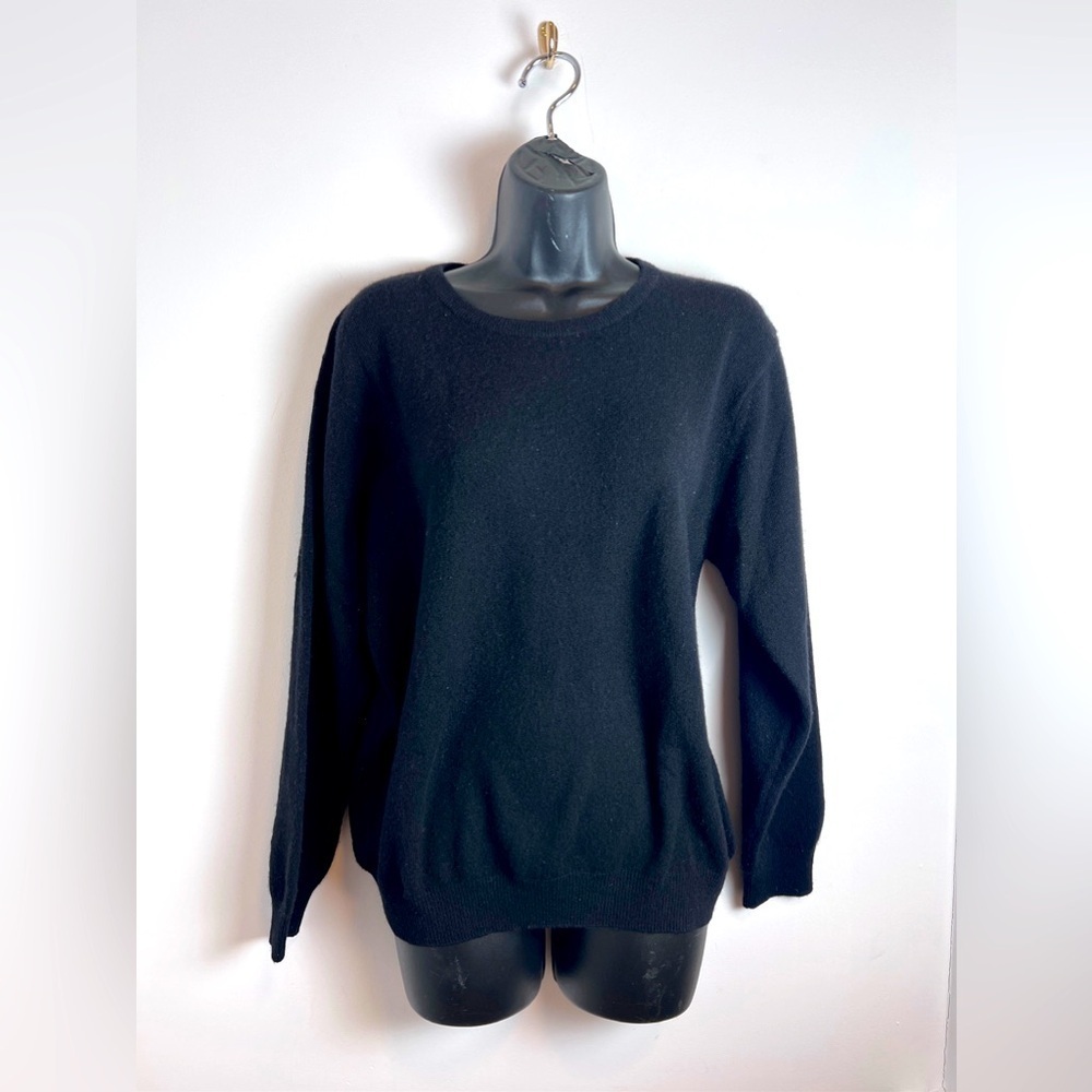 Braemar Black Cashmere Sweater Large Pullover Crew neck